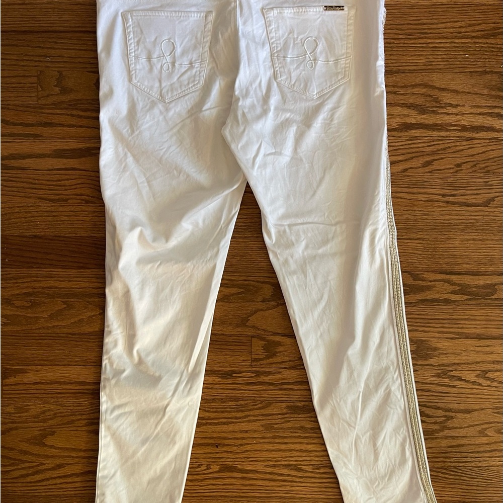 Elegant Lilly Pulitzer Women's White Jeans with Gold Trim Size 16 - Picture 5 of 5